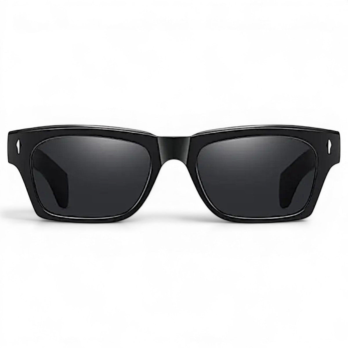 nadaraty eyewear Horus Oryx H 140 black acetate square sunglasses with dark lenses.