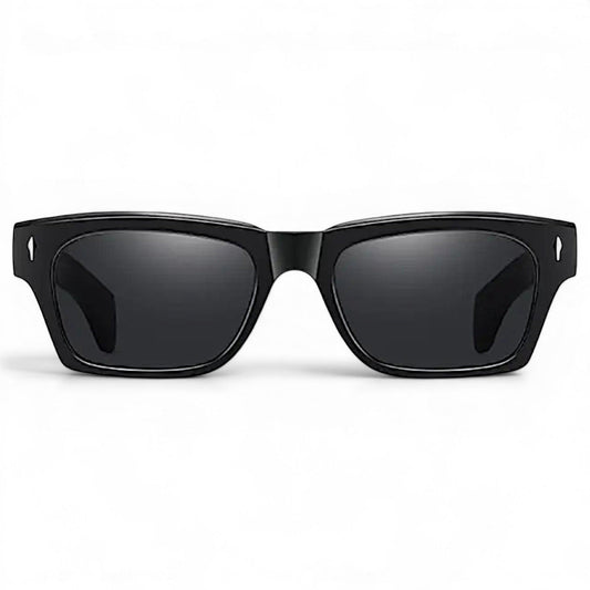 nadaraty eyewear Horus Oryx H 140 black acetate square sunglasses with dark lenses.