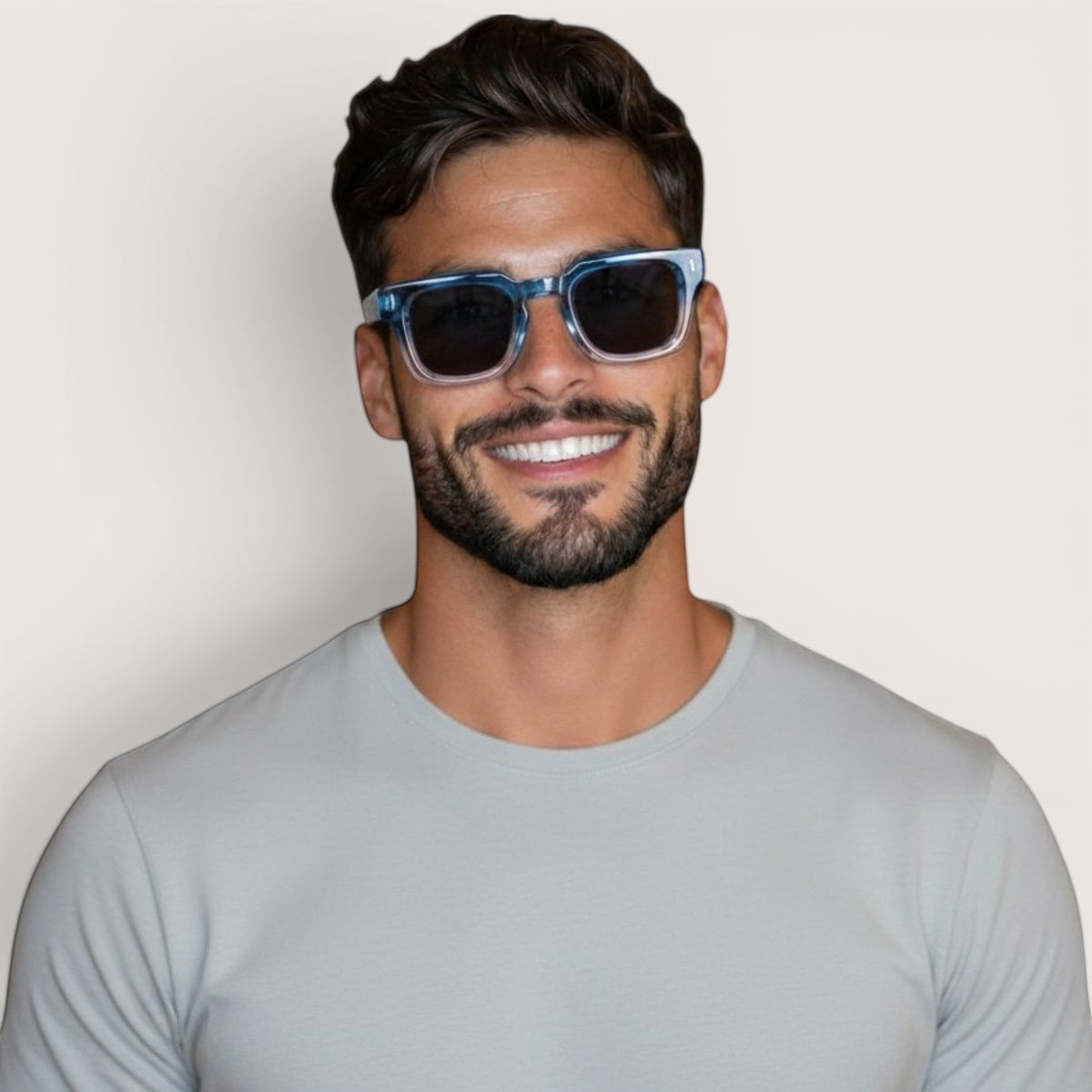 nadaraty eyewear H 158 blue acetate square sunglasses with dark polarized lenses