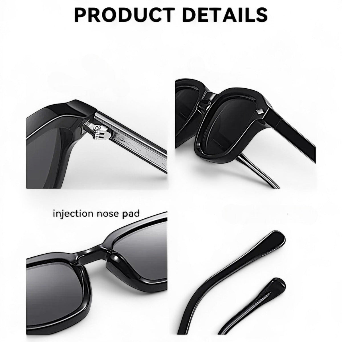 Nadaraty Eyewear Horus Dilta H 82 black acetate sunglasses with UV400 lenses and injection nose pads.