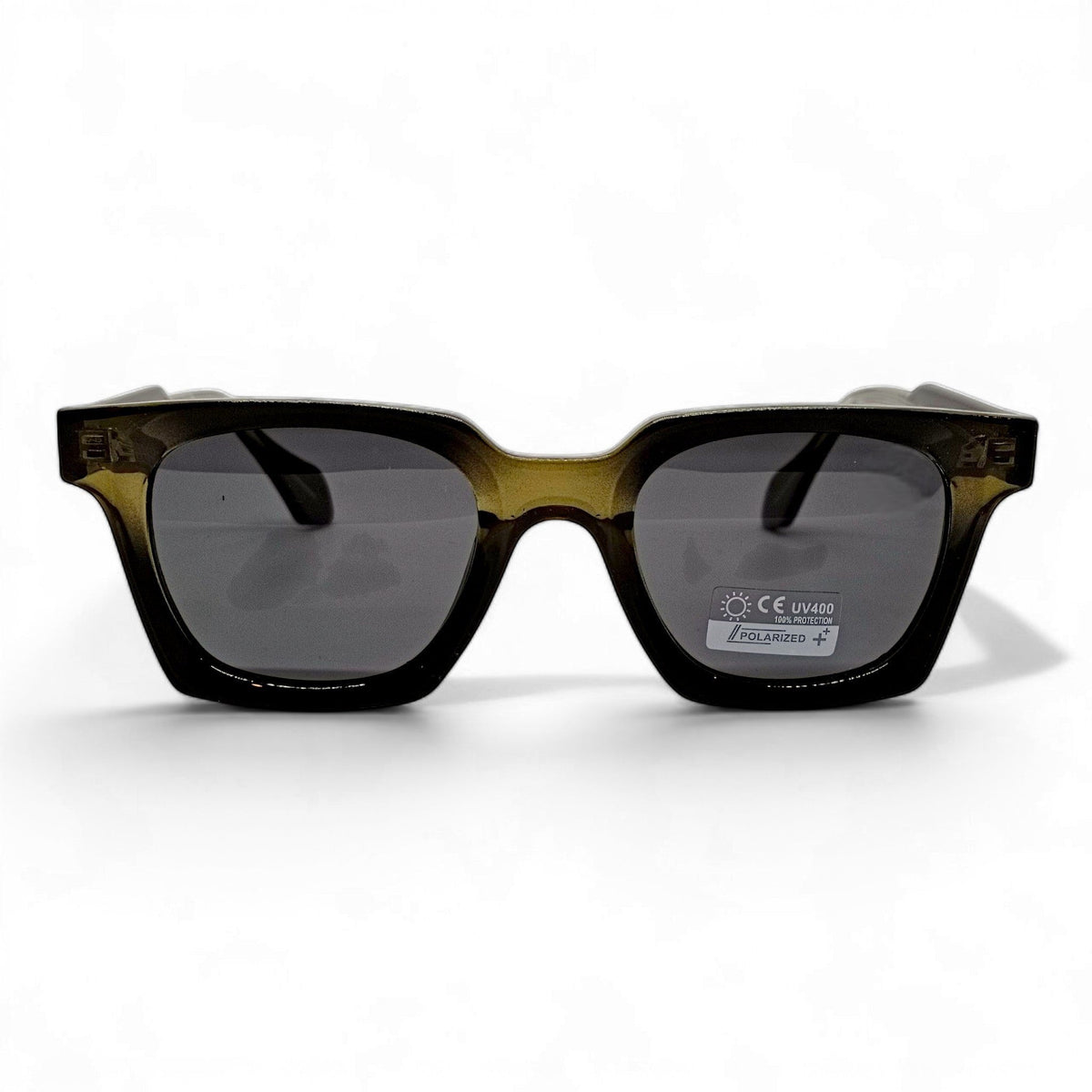 nadaraty eyewear Horus Eddie - H 131 sunglasses with thick olive green acetate frames and dark polarized lenses.
