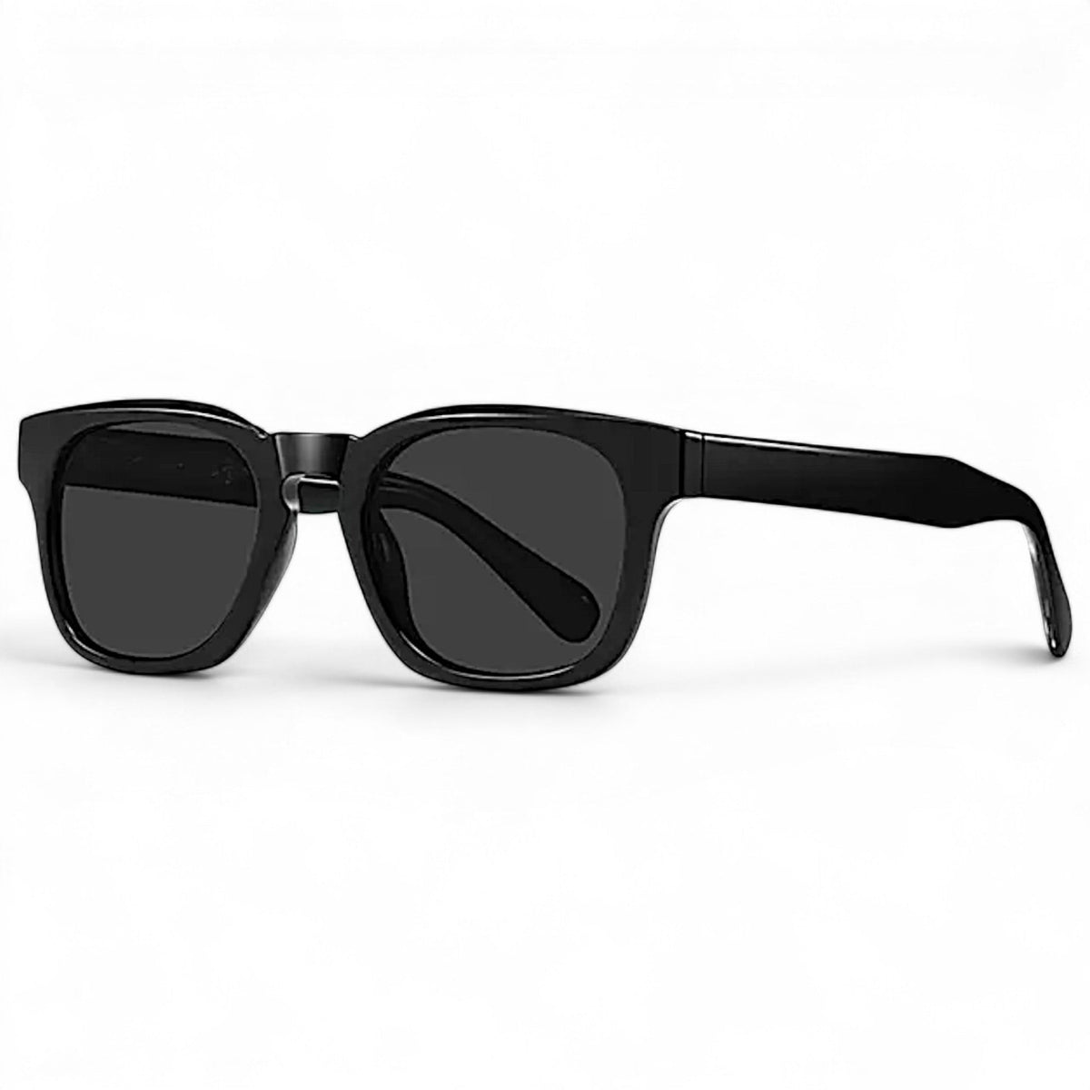 nadaraty eyewear Horus Enzo H 160 black acetate square frame sunglasses with dark lenses.