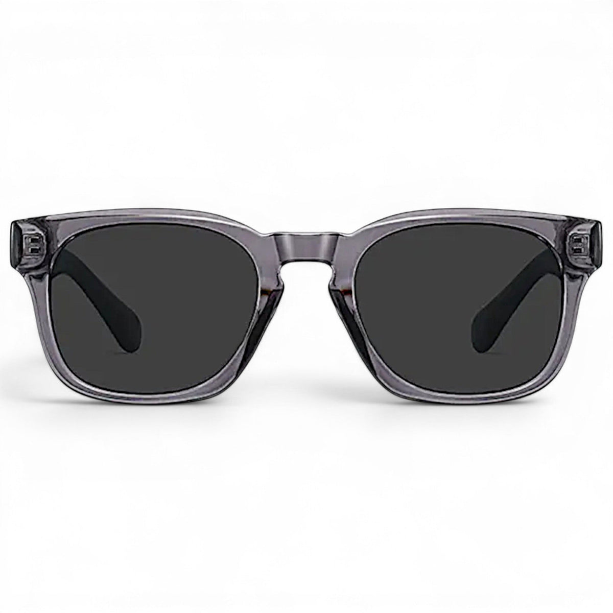 nadaraty eyewear Horus Enzo H 160 translucent grey acetate square sunglasses with dark lenses.