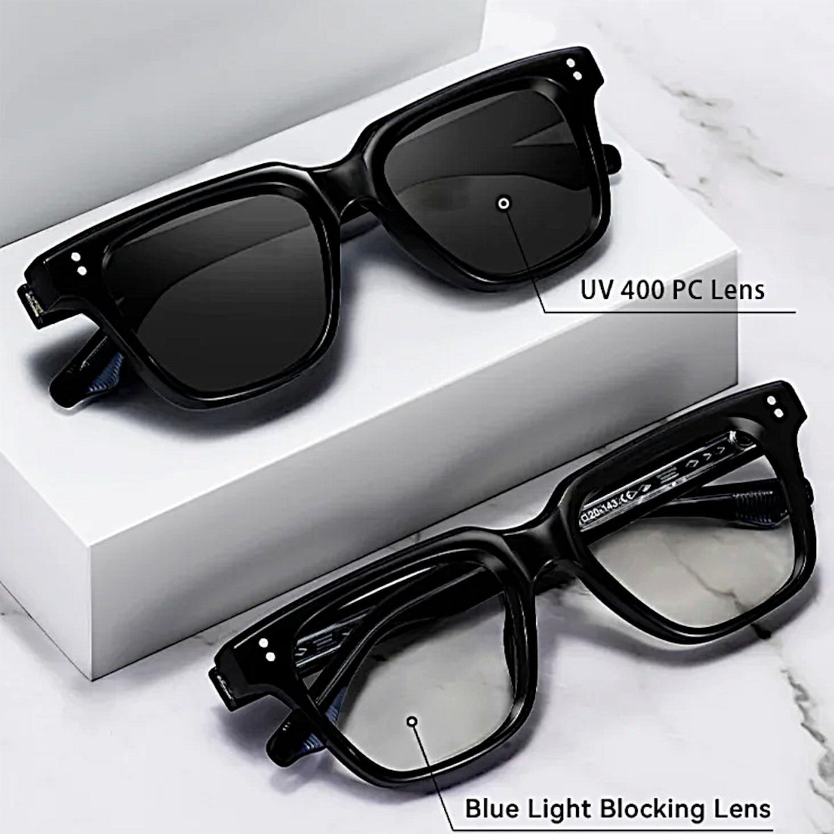 Nadaraty Eyewear Horus Fit H 133 black acetate square glasses with UV protection and blue light blocking lenses.