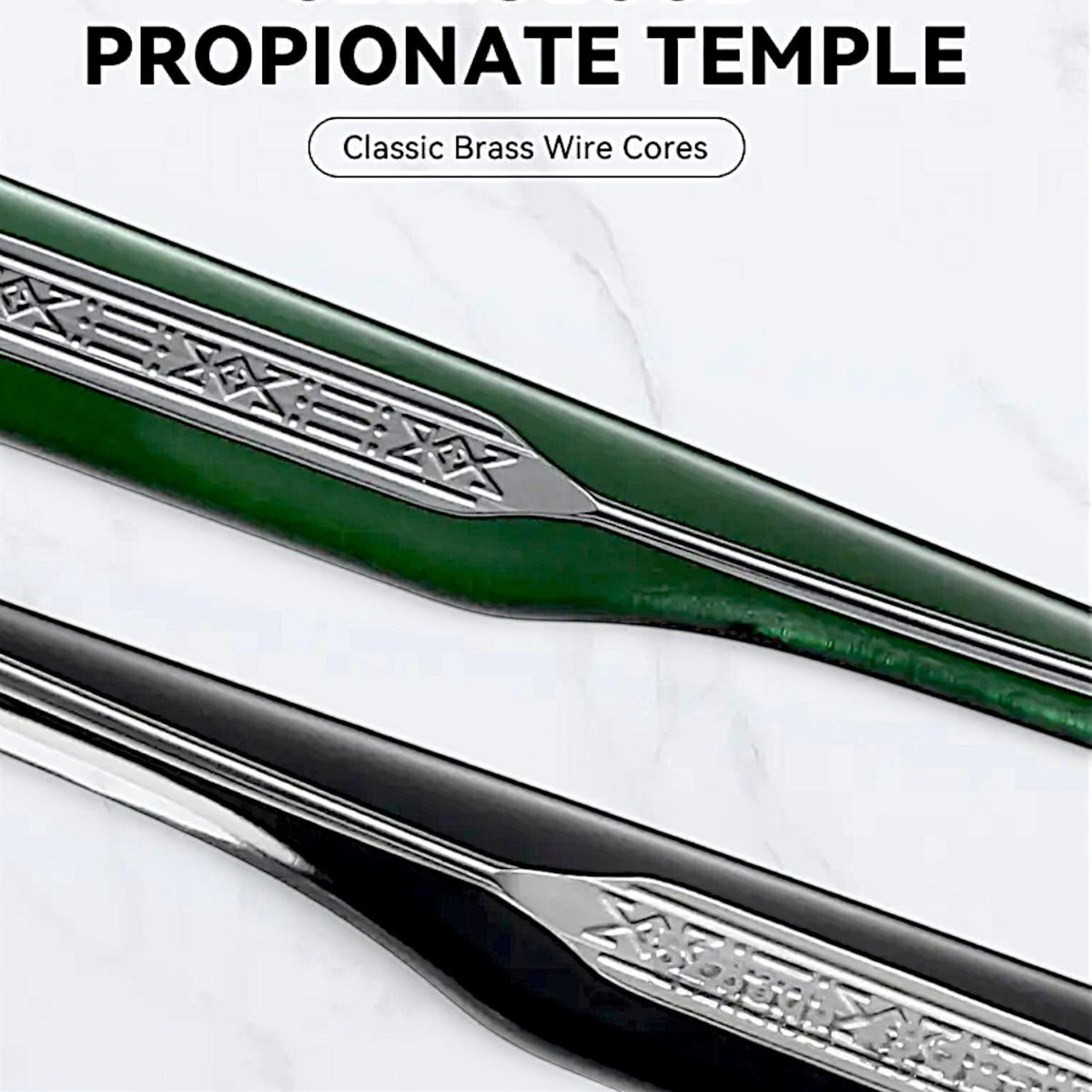 nadaraty eyewear Horus Milano H 158 green and black acetate temples with silver decorative inlay