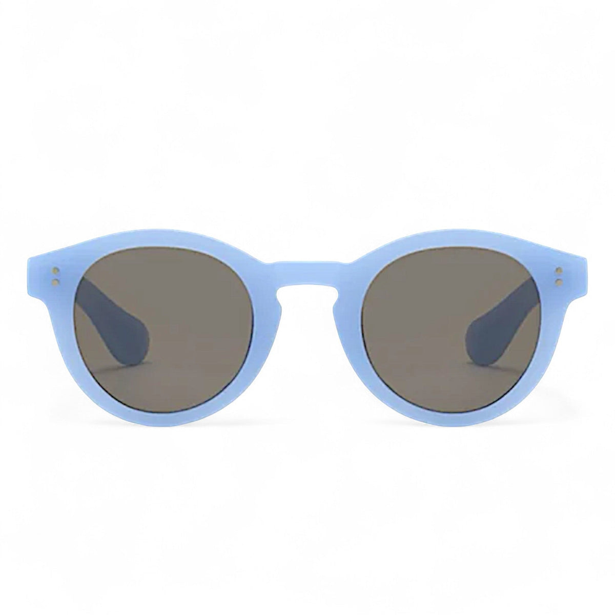 nadaraty eyewear Horus Rift H 151 light blue polycarbonate rounded unisex sunglasses with dark lenses.