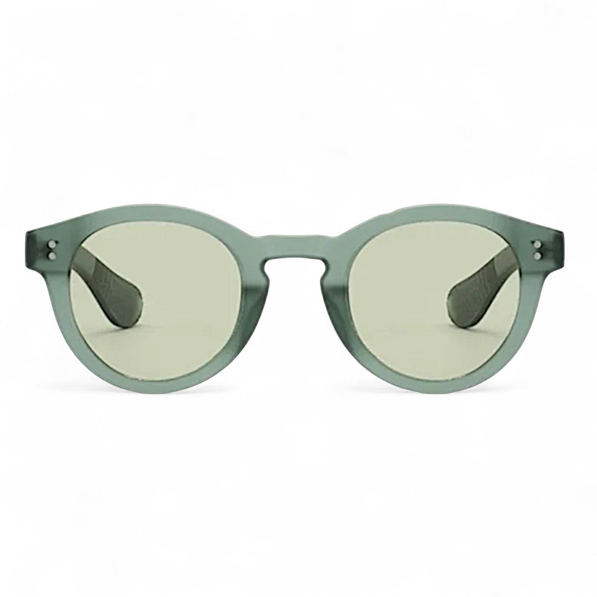nadaraty eyewear Horus Rift H 151 unisex rounded sunglasses in light green polycarbonate with light yellow lenses.