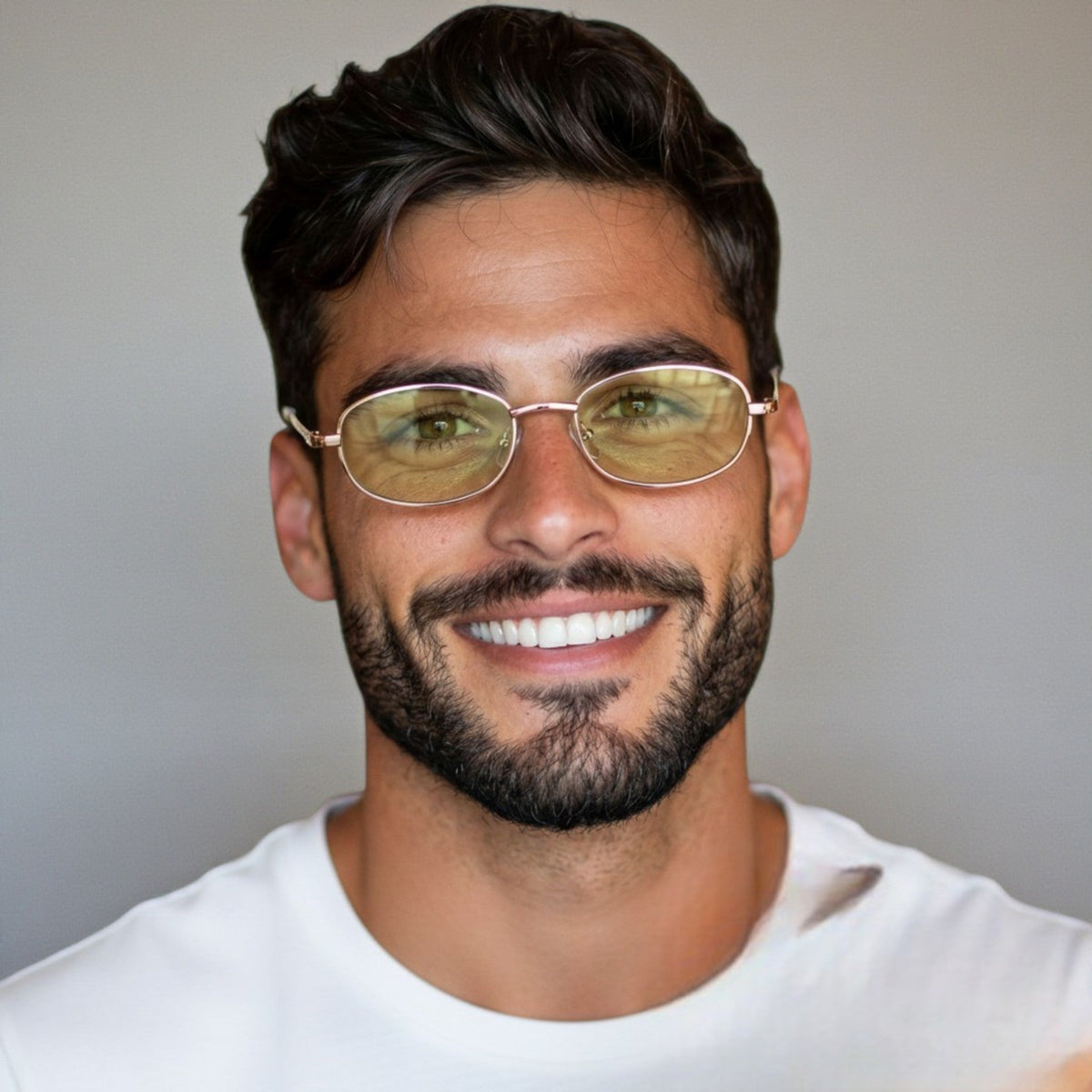 nadaraty eyewear Horus Wolf H 191 gold oval sunglasses with light green lenses.