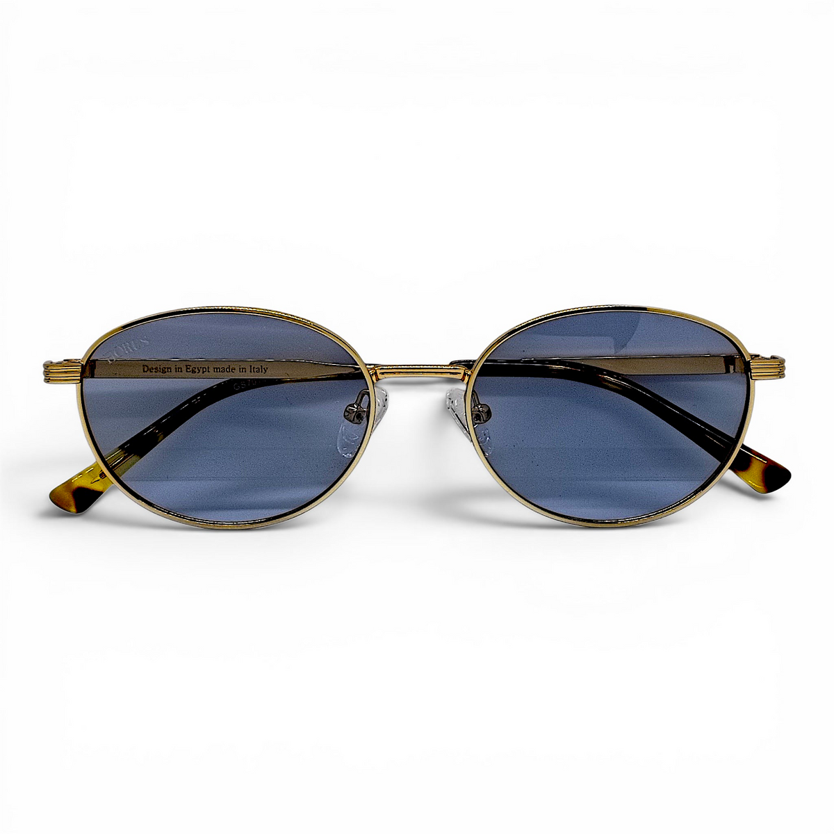 nadaraty eyewear Old Mony H 179 oval sunglasses with gold metal frames and blue tinted lenses