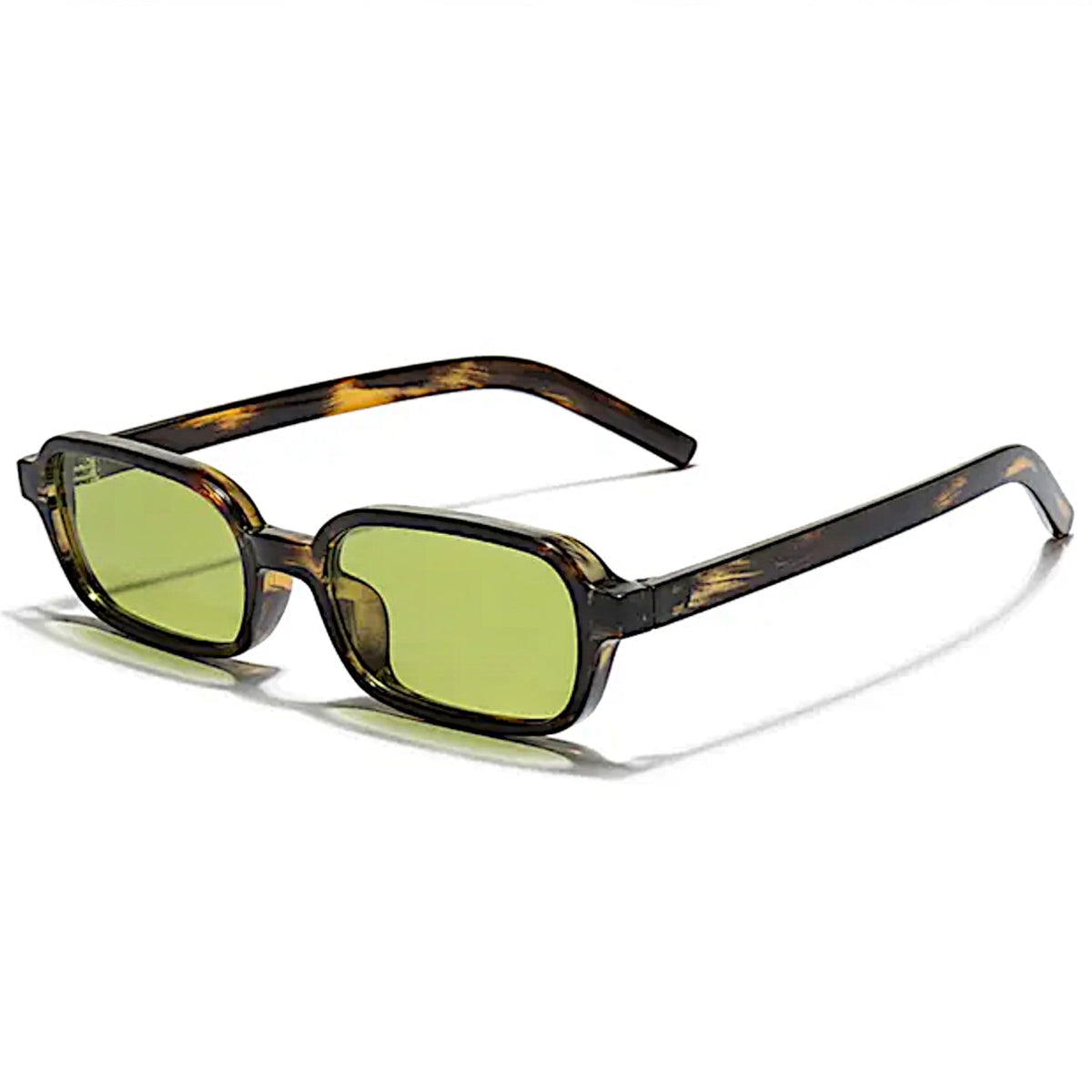 nadaraty eyewear Horus Eagle H 193 rectangular sunglasses with tortoise shell frames and green lenses.